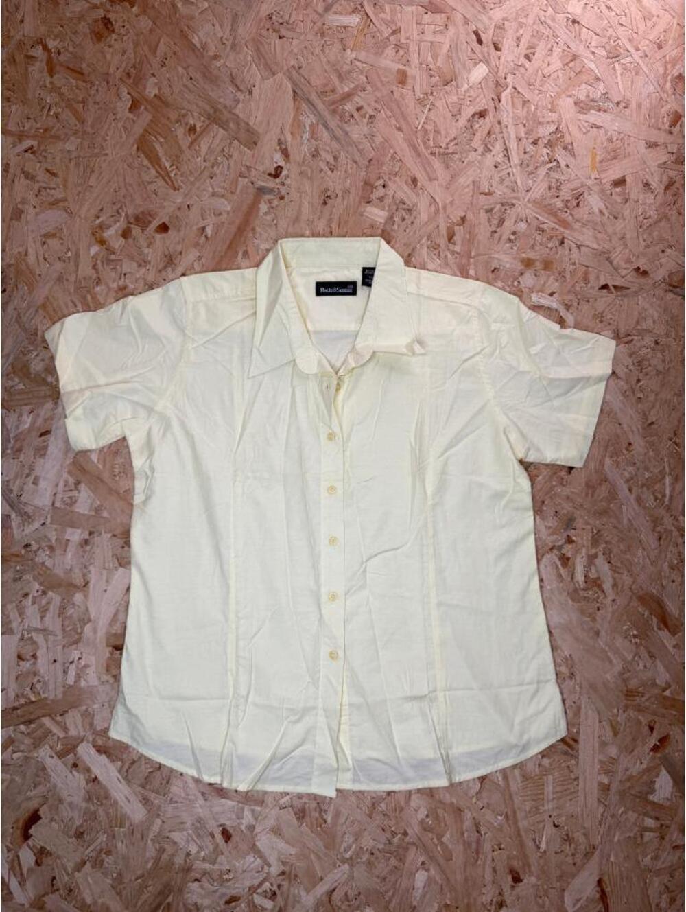 Marks and Spencer Shirt Womens XL Yellow Short Sleeve Button Up Cotton Blend